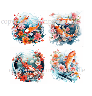 digital art images - japanese koi fish for printing