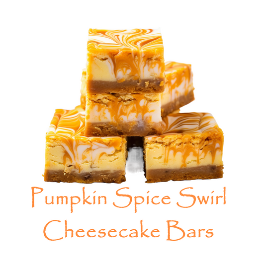 Pumpkin Spice Swirled Cheesecake Bars Recipe, Printable Autumn Recipe for Instant Download